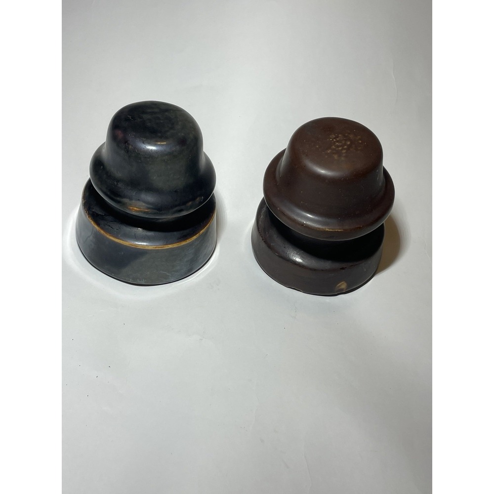 Vintage Dark Brown Porcelain Insulator - Round Dome- Unmarked